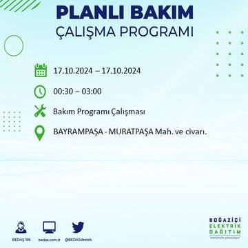 İstanbul'da 17 Ekim'de elektrik kesintisi: Etkilenecek ilçeler ve mahalleler açıklandı 17