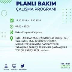 İstanbul'da 17 Ekim'de elektrik kesintisi: Etkilenecek ilçeler ve mahalleler açıklandı 35