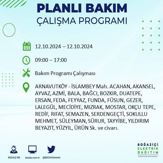 BEDAŞ'tan açıklama: İstanbul'da 12 Ekim'de elektrik kesintisi yaşanacak, hangi ilçeler etkilenecek? 6