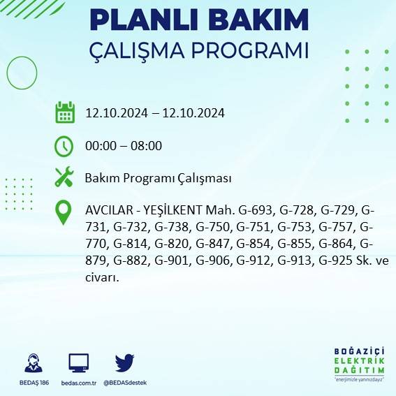 BEDAŞ'tan açıklama: İstanbul'da 12 Ekim'de elektrik kesintisi yaşanacak, hangi ilçeler etkilenecek? 9