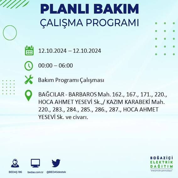 BEDAŞ'tan açıklama: İstanbul'da 12 Ekim'de elektrik kesintisi yaşanacak, hangi ilçeler etkilenecek? 13