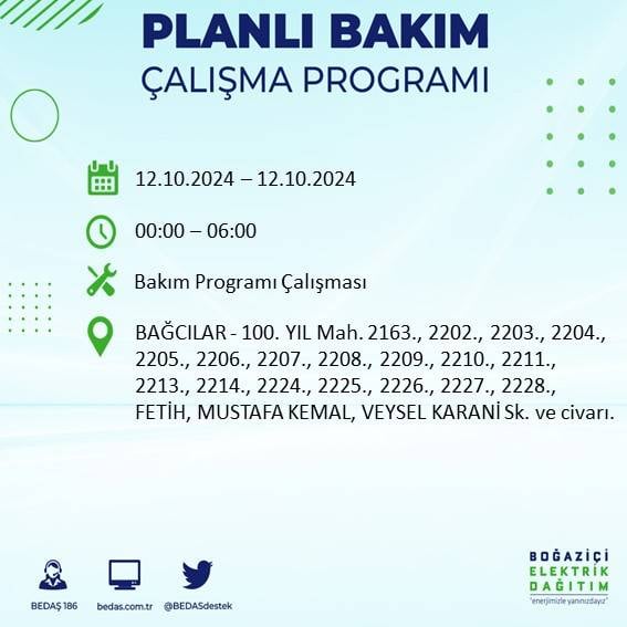 BEDAŞ'tan açıklama: İstanbul'da 12 Ekim'de elektrik kesintisi yaşanacak, hangi ilçeler etkilenecek? 12