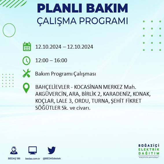 BEDAŞ'tan açıklama: İstanbul'da 12 Ekim'de elektrik kesintisi yaşanacak, hangi ilçeler etkilenecek? 17