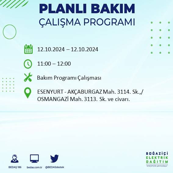 BEDAŞ'tan açıklama: İstanbul'da 12 Ekim'de elektrik kesintisi yaşanacak, hangi ilçeler etkilenecek? 28