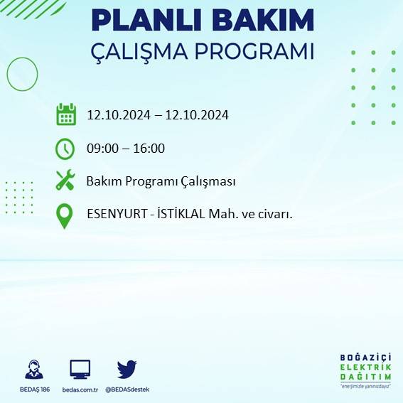 BEDAŞ'tan açıklama: İstanbul'da 12 Ekim'de elektrik kesintisi yaşanacak, hangi ilçeler etkilenecek? 33