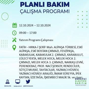 BEDAŞ'tan açıklama: İstanbul'da 12 Ekim'de elektrik kesintisi yaşanacak, hangi ilçeler etkilenecek? 51