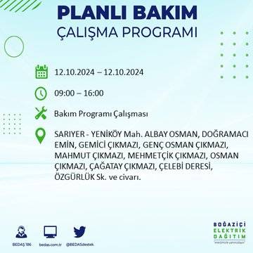 BEDAŞ'tan açıklama: İstanbul'da 12 Ekim'de elektrik kesintisi yaşanacak, hangi ilçeler etkilenecek? 60