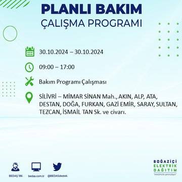 BEDAŞ duyurdu: İstanbul'da 30 Ekim'de elektrik kesintisi yaşanacak ilçeler 48