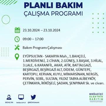 BEDAŞ'tan uyarı: 23 Ekim Çarşamba günü İstanbul'da elektrik kesintileri olacak ilçeler... 57