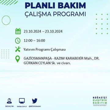 BEDAŞ'tan uyarı: 23 Ekim Çarşamba günü İstanbul'da elektrik kesintileri olacak ilçeler... 65