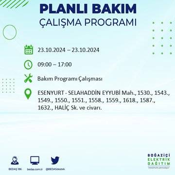 BEDAŞ'tan uyarı: 23 Ekim Çarşamba günü İstanbul'da elektrik kesintileri olacak ilçeler... 51