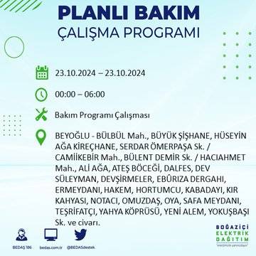 BEDAŞ'tan uyarı: 23 Ekim Çarşamba günü İstanbul'da elektrik kesintileri olacak ilçeler... 31