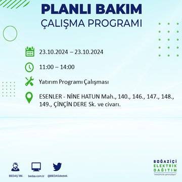 BEDAŞ'tan uyarı: 23 Ekim Çarşamba günü İstanbul'da elektrik kesintileri olacak ilçeler... 41