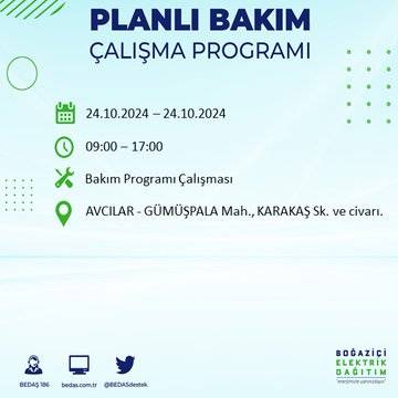 24 Ekim Perşembe günü İstanbul'da elektrik kesintisi yaşanacak ilçeler... 4