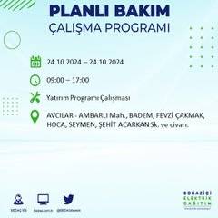 24 Ekim Perşembe günü İstanbul'da elektrik kesintisi yaşanacak ilçeler... 5