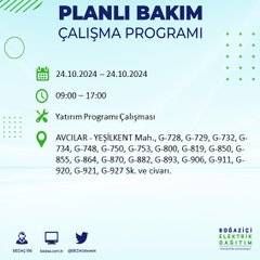 24 Ekim Perşembe günü İstanbul'da elektrik kesintisi yaşanacak ilçeler... 6