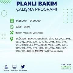 24 Ekim Perşembe günü İstanbul'da elektrik kesintisi yaşanacak ilçeler... 14