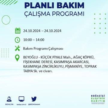 24 Ekim Perşembe günü İstanbul'da elektrik kesintisi yaşanacak ilçeler... 25