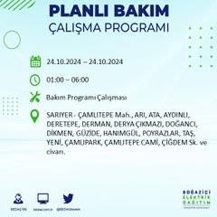 24 Ekim Perşembe günü İstanbul'da elektrik kesintisi yaşanacak ilçeler... 66