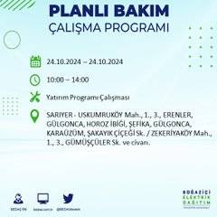 24 Ekim Perşembe günü İstanbul'da elektrik kesintisi yaşanacak ilçeler... 62