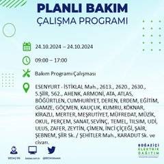 24 Ekim Perşembe günü İstanbul'da elektrik kesintisi yaşanacak ilçeler... 36