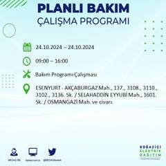 24 Ekim Perşembe günü İstanbul'da elektrik kesintisi yaşanacak ilçeler... 39