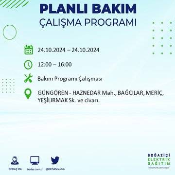 24 Ekim Perşembe günü İstanbul'da elektrik kesintisi yaşanacak ilçeler... 54