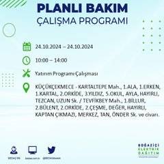 24 Ekim Perşembe günü İstanbul'da elektrik kesintisi yaşanacak ilçeler... 61