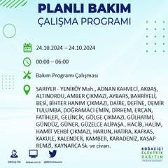 24 Ekim Perşembe günü İstanbul'da elektrik kesintisi yaşanacak ilçeler... 70