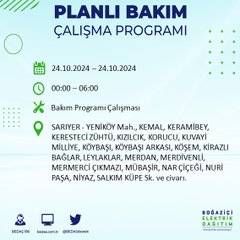 24 Ekim Perşembe günü İstanbul'da elektrik kesintisi yaşanacak ilçeler... 69