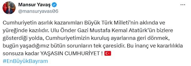 Siyasilerden 29 Ekim Cumhuriyet Bayramı kutlama mesajları 4