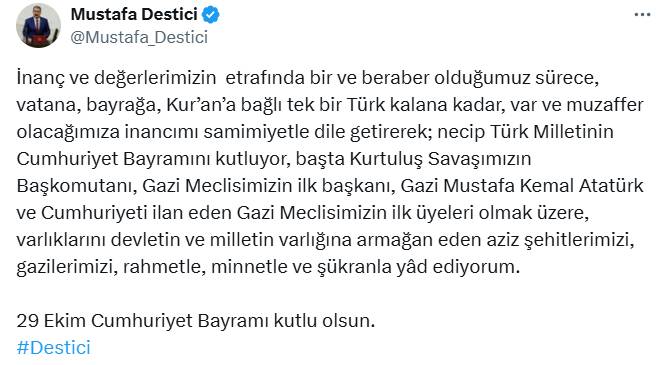 Siyasilerden 29 Ekim Cumhuriyet Bayramı kutlama mesajları 7