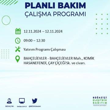 BEDAŞ, 12 Kasım’da İstanbul’da elektrik kesintisi olacak bölgeleri açıkladı 61