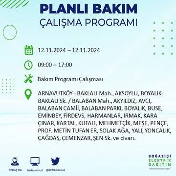 BEDAŞ, 12 Kasım’da İstanbul’da elektrik kesintisi olacak bölgeleri açıkladı 70