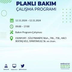 BEDAŞ, 12 Kasım’da İstanbul’da elektrik kesintisi olacak bölgeleri açıkladı 38