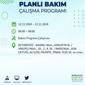 BEDAŞ, 12 Kasım’da İstanbul’da elektrik kesintisi olacak bölgeleri açıkladı 55