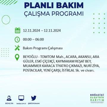 BEDAŞ, 12 Kasım’da İstanbul’da elektrik kesintisi olacak bölgeleri açıkladı 54