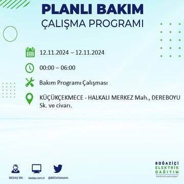 BEDAŞ, 12 Kasım’da İstanbul’da elektrik kesintisi olacak bölgeleri açıkladı 19