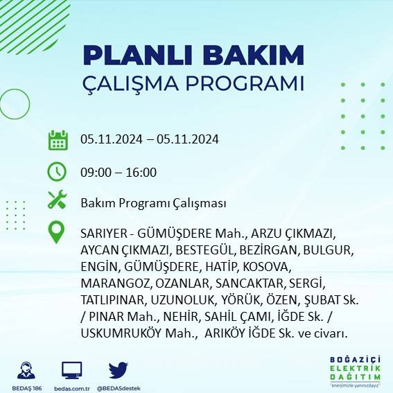 BEDAŞ'tan İstanbul'da elektrik kesintisi duyurusu 39