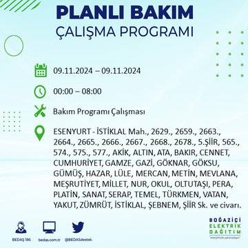 İstanbul'da elektrik kesintisi uyarısı: 9 Kasım’da hangi ilçelerde elektrik kesilecek? 21