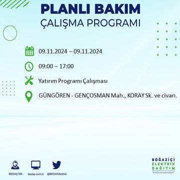 İstanbul'da elektrik kesintisi uyarısı: 9 Kasım’da hangi ilçelerde elektrik kesilecek? 13