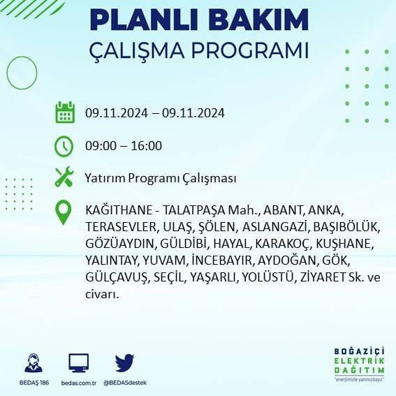 İstanbul'da elektrik kesintisi uyarısı: 9 Kasım’da hangi ilçelerde elektrik kesilecek? 10