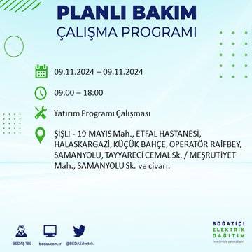 İstanbul'da elektrik kesintisi uyarısı: 9 Kasım’da hangi ilçelerde elektrik kesilecek? 4