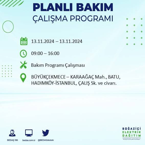 İstanbul'da 13 Kasım'da elektrik kesintisi olacak! İşte etkilenecek ilçe ve mahalleler 38