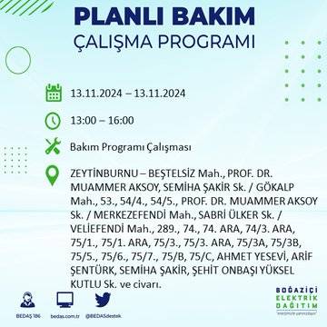 İstanbul'da 13 Kasım'da elektrik kesintisi olacak! İşte etkilenecek ilçe ve mahalleler 1