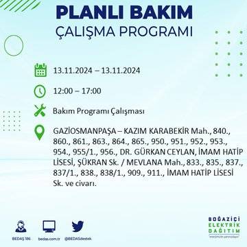 İstanbul'da 13 Kasım'da elektrik kesintisi olacak! İşte etkilenecek ilçe ve mahalleler 20