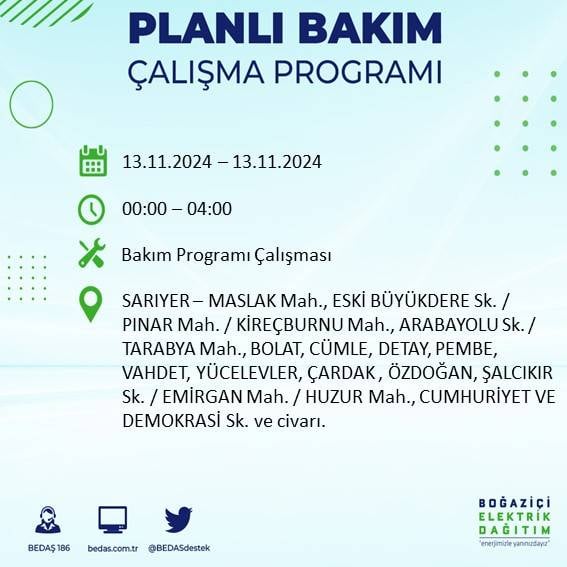 İstanbul'da 13 Kasım'da elektrik kesintisi olacak! İşte etkilenecek ilçe ve mahalleler 14