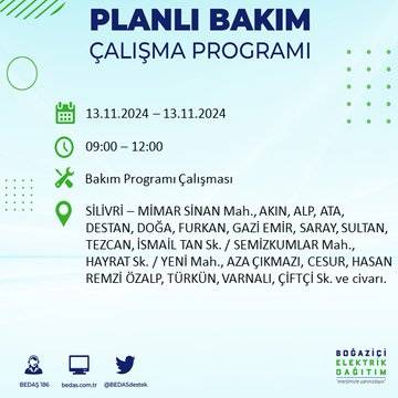 İstanbul'da 13 Kasım'da elektrik kesintisi olacak! İşte etkilenecek ilçe ve mahalleler 8