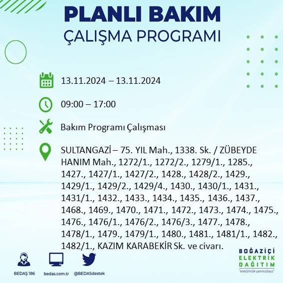 İstanbul'da 13 Kasım'da elektrik kesintisi olacak! İşte etkilenecek ilçe ve mahalleler 7