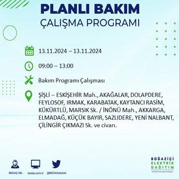 İstanbul'da 13 Kasım'da elektrik kesintisi olacak! İşte etkilenecek ilçe ve mahalleler 4